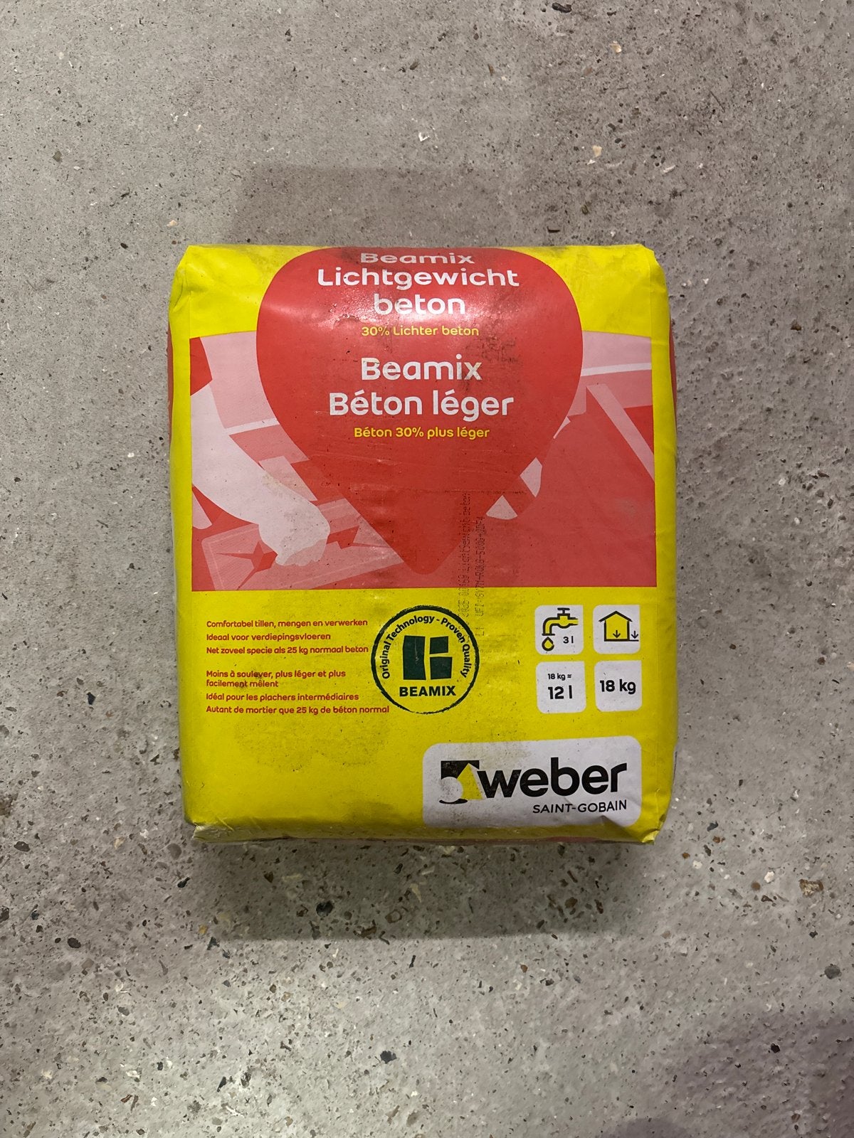 Beamix Lichtgewicht Beton - 18 kg, Ophalen, Nieuw
