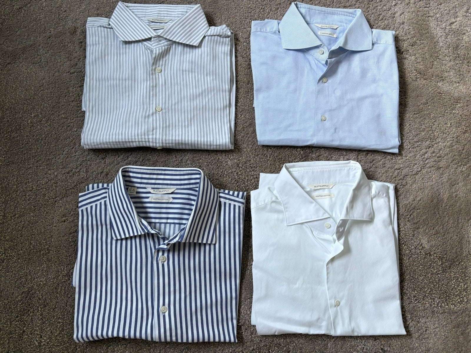 Suitsupply Slim Fit Overhemden (4 stuks) - Egyptisch Katoen, Kleding | Heren, Ophalen of Verzenden, Zo goed als nieuw, Wit, Overige halswijdtes