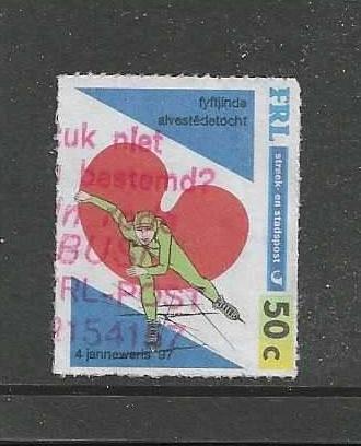 1997 fryslanpost stadspost 15e elfstedentocht schaatser 50 c, Postzegels en Munten, Ophalen of Verzenden, Na 1940, Gestempeld