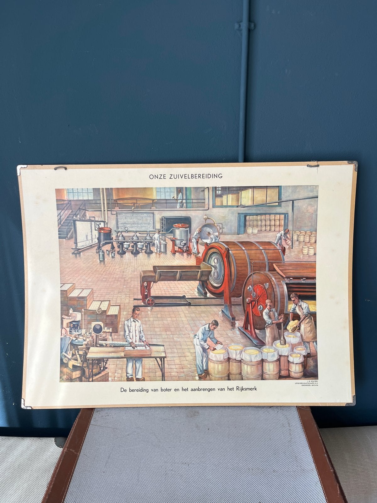 Vintage Schoolplaat Zuivelbereiding J.B. Wolters, Ophalen, Overige thema's