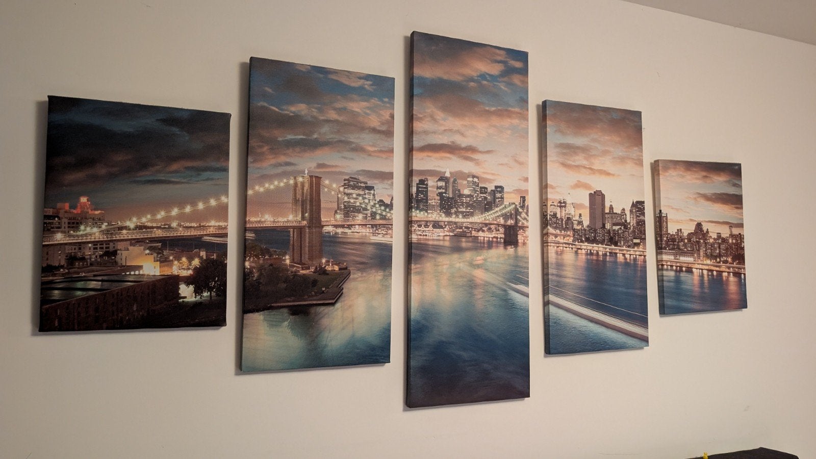 5-delig canvas van New York skyline, Huis en Inrichting, Ophalen, 50 – 75, Zo goed als nieuw, Schilderij