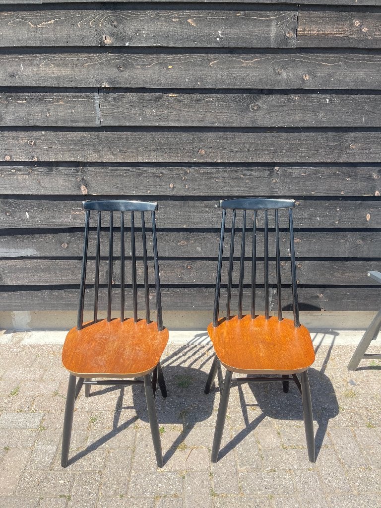 2 Fanett Stoelen - Ilmari Tapiovaara - Edsby Verken / Asko, Ophalen, Gebruikt, Twee, Zwart