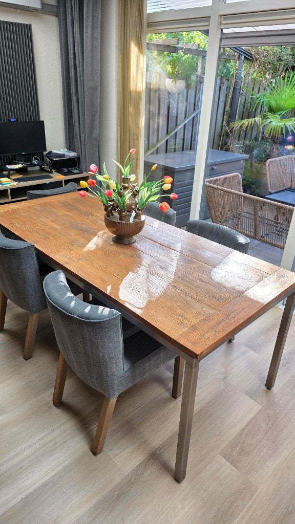Eettafel, Salontafel en Eetkamerstoelen, Ophalen, Gebruikt, 200 cm of meer, 50 tot 100 cm