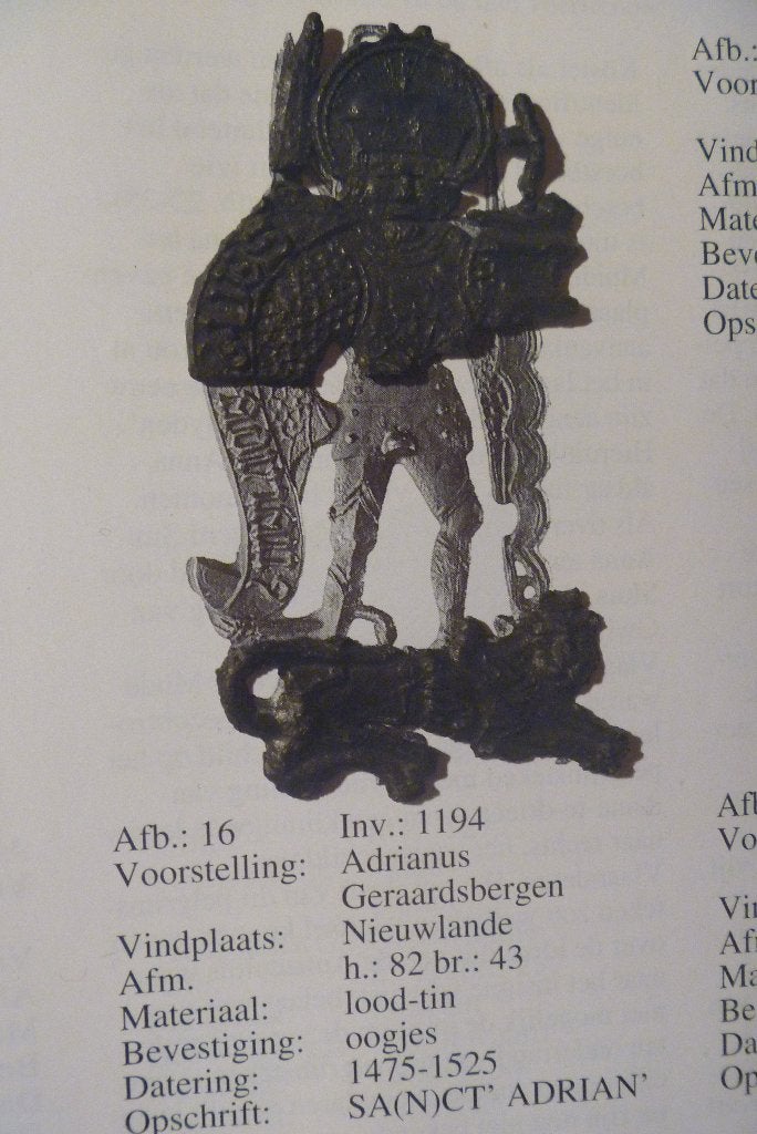 Bodemvondst. Pelgrimsinsigne. Pilgrims badge.Metaaldetector, Antiek en Kunst, Antiek | Tin, Ophalen of Verzenden