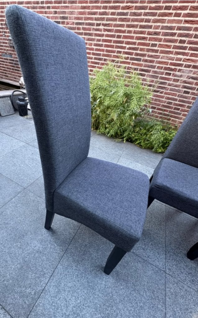 4 eetkamerstoelen grijze stof met zwarte poten, Ophalen, Zo goed als nieuw, Vier, Stof
