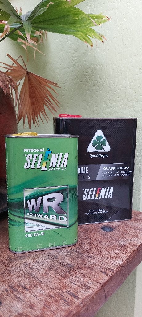 Petronas selenia Quadrifoglio oliebidons set van 2 zeldzaam, Ophalen of Verzenden, Zo goed als nieuw, Auto's