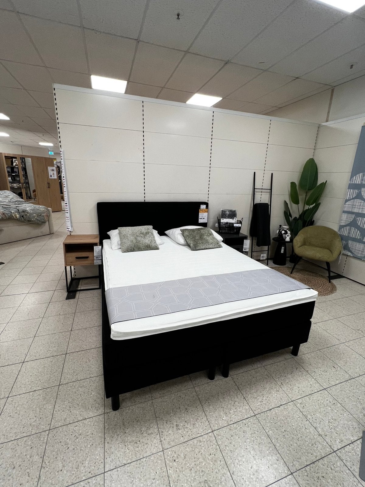 Boxspring Varberg, Ophalen, Zwart, 200 cm, 160 cm