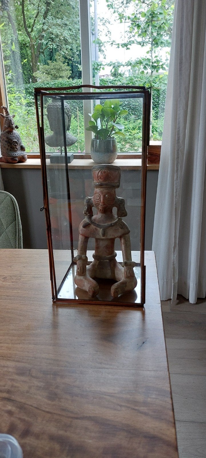 Vitrinekastje koper en glas 25 cm h, Ophalen of Verzenden