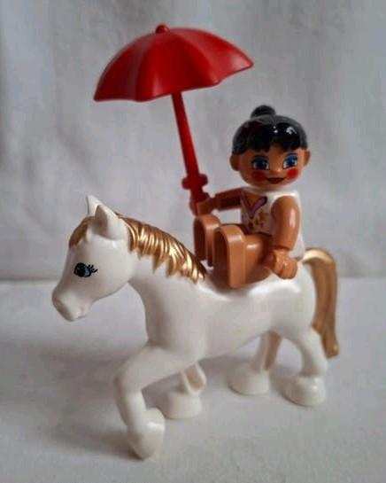 Duplo Circus Girl meisje met parasol en paard, Ophalen of Verzenden, Zo goed als nieuw, Duplo