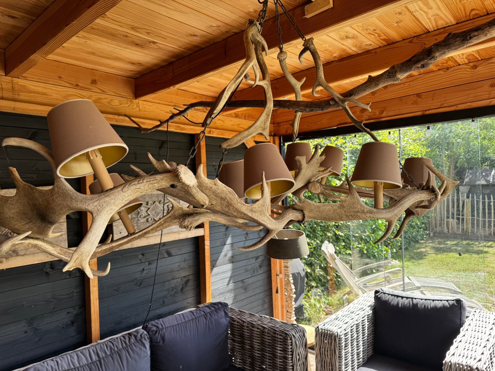 Echte hertengewei lamp, Ophalen, Gebruikt, Natuurlijk materiaal, E14 (klein)
