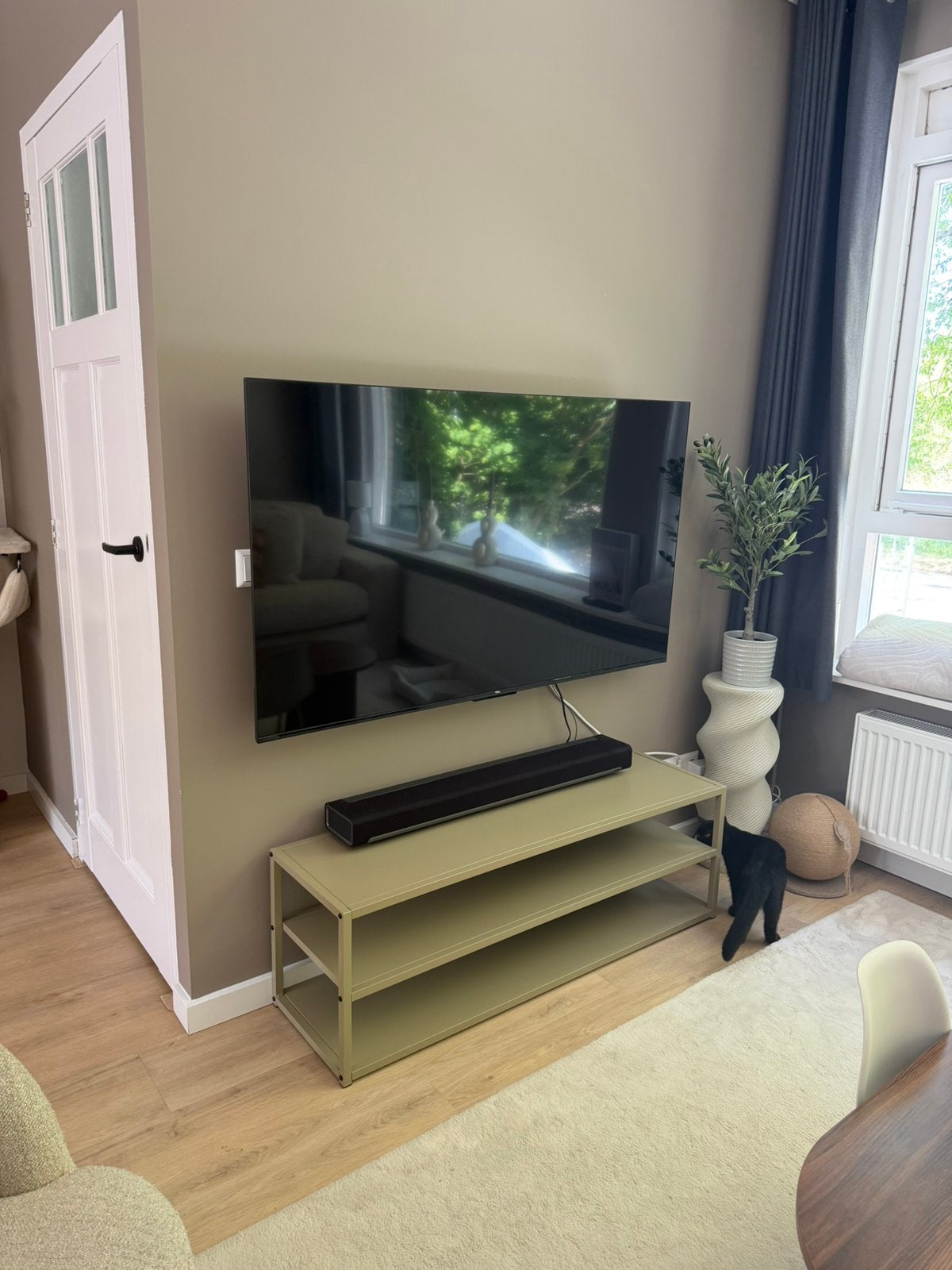 Taupe tv meubel 120cm, Ophalen, 100 tot 150 cm, Zo goed als nieuw, Minder dan 100 cm