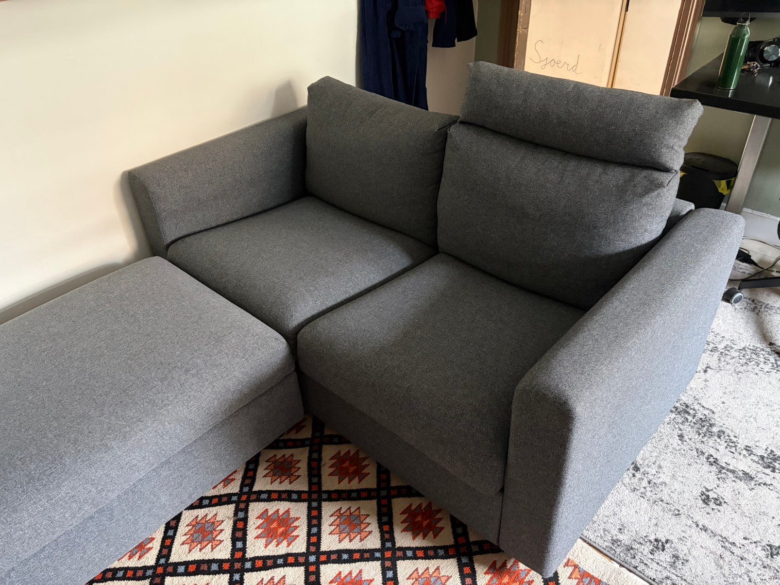 Ikea VIMLE 2-zitsbank met grote voetenbank - inc. hoofdsteun, Ophalen, Zo goed als nieuw, Stof, Modern