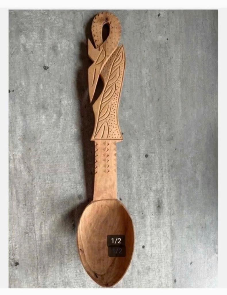 Houten Lepel met Vogel Handvat - Handgesneden 30cm Kunstwerk, Ophalen of Verzenden