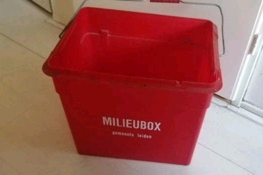 Oude Milieubox gemeente Leiden, Ophalen of Verzenden, Gebruikt, Minder dan 40 cm, Minder dan 35 cm