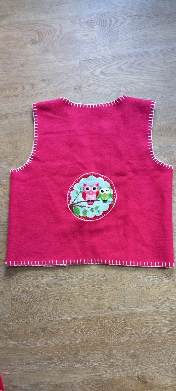 Handgemaakte wollen bodywarmer met borduursel, maat L, Ophalen of Verzenden, Nieuw, Maat 42/44 (L), Roze