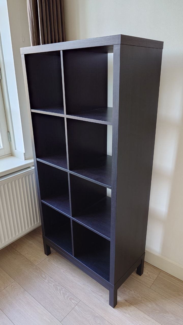 IKEA Kallax vakkenkast met onderstel (zwartbruin), Ophalen, Zo goed als nieuw, Hout, Cd's