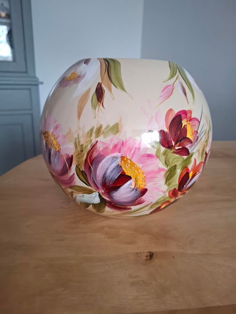 Fidrio vaas met bloemmotief - diameter 25 cm, Antiek en Kunst, Ophalen of Verzenden