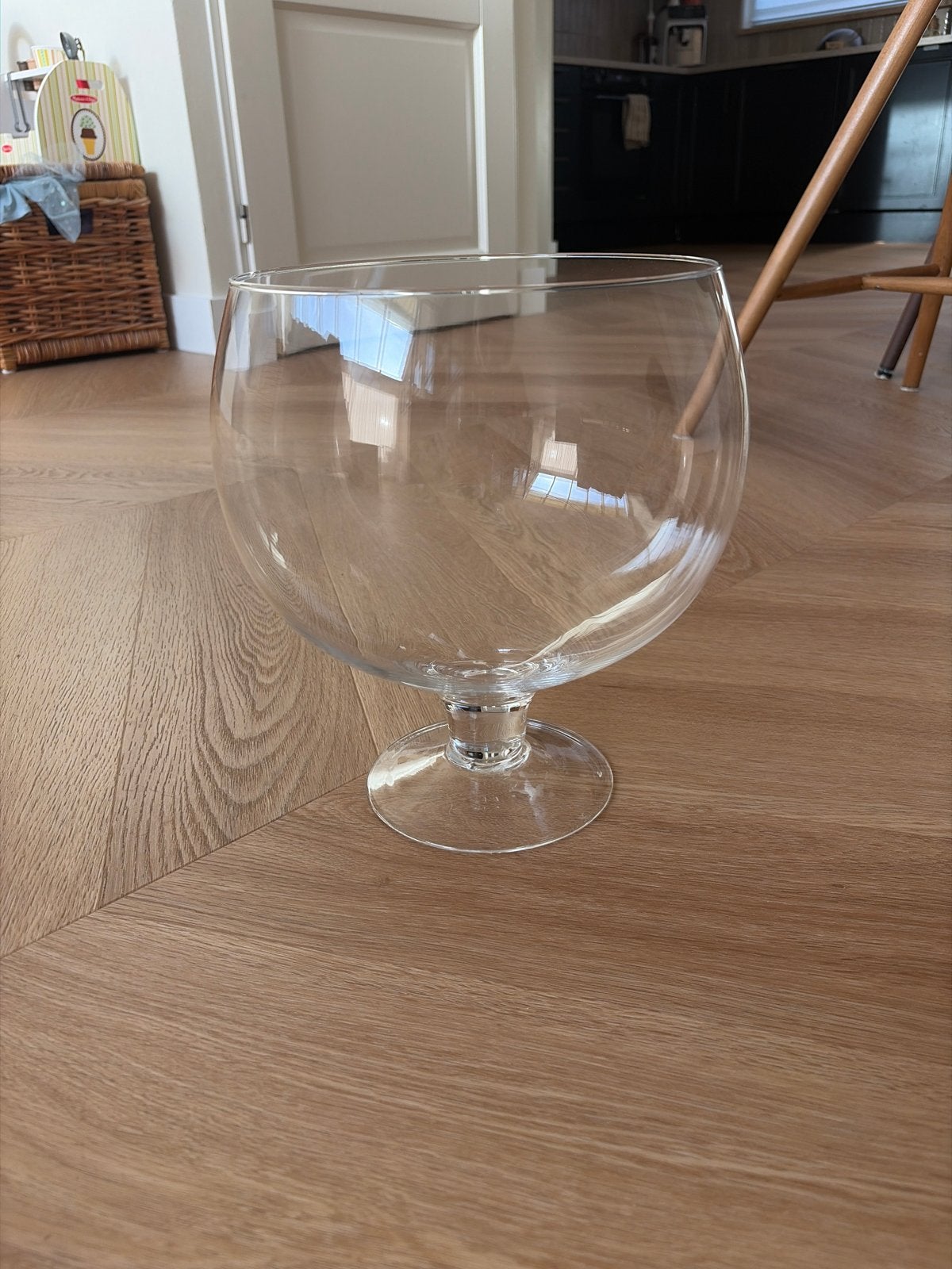 Grote decoratieve glazen vaas / kom, Gebruikt, Transparant, Ophalen of Verzenden, Glas