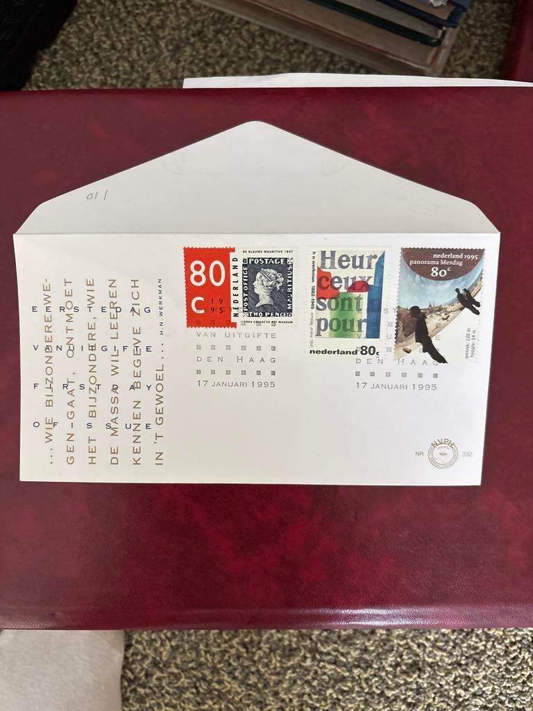 Eerste Dag Envelop 1995 - Blauwe Mauritius & Panorama, Postzegels en Munten, Postzegels | Nederland, Ophalen of Verzenden, Na 1940