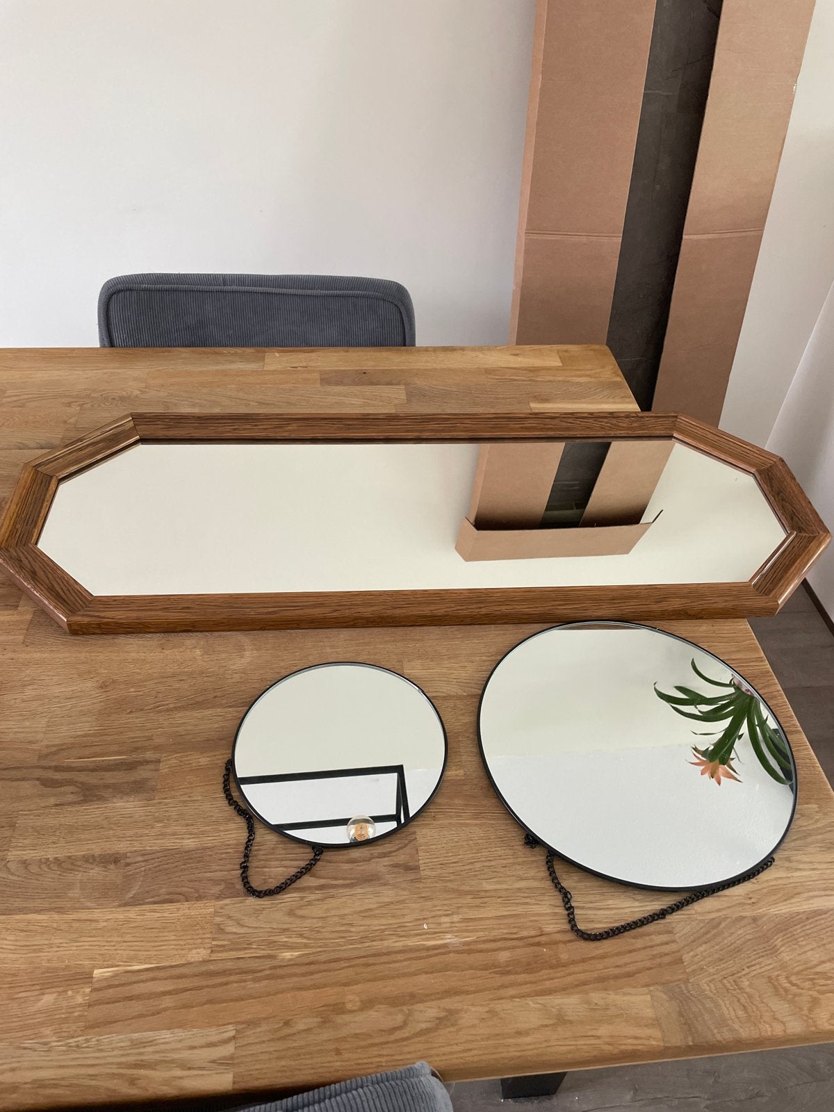 Set van 3 Spiegels: Rechthoekig en Rond, Antiek en Kunst, Ophalen, Rechthoekig, 50 tot 100 cm, Minder dan 100 cm