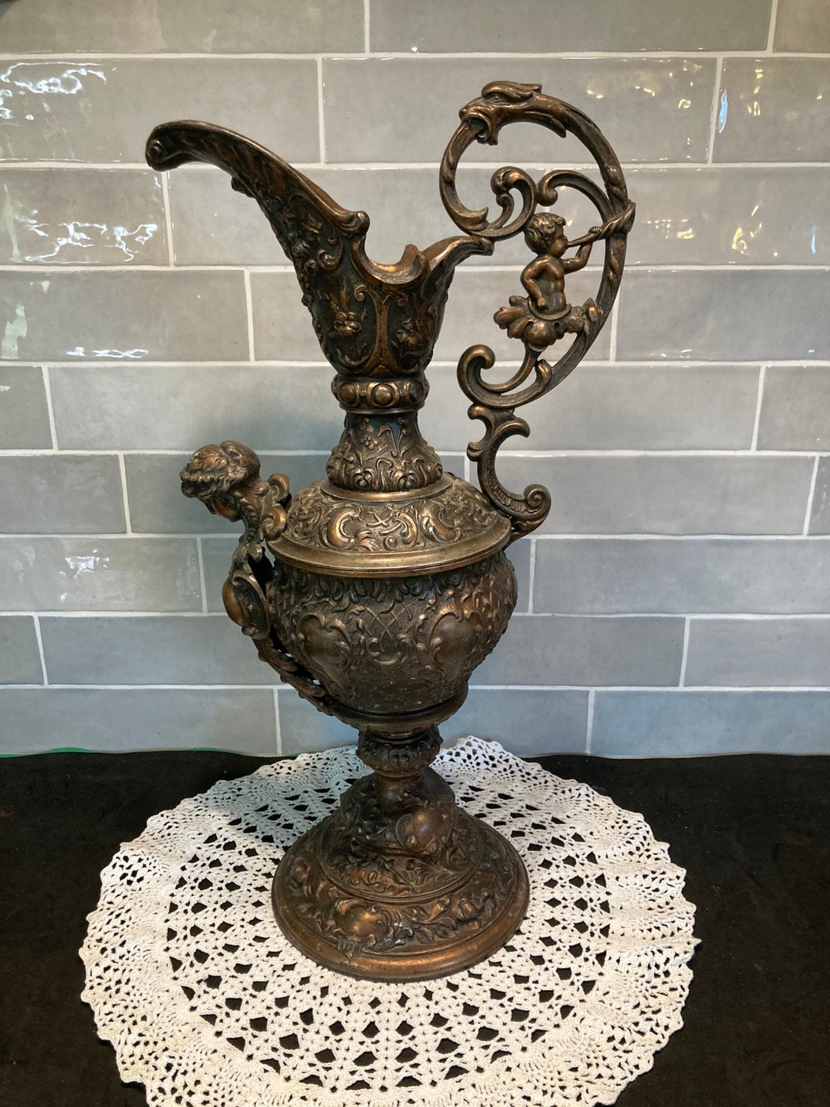Antieke kruik, vaas, kan, (080426), Antiek en Kunst, Ophalen of Verzenden, Brons