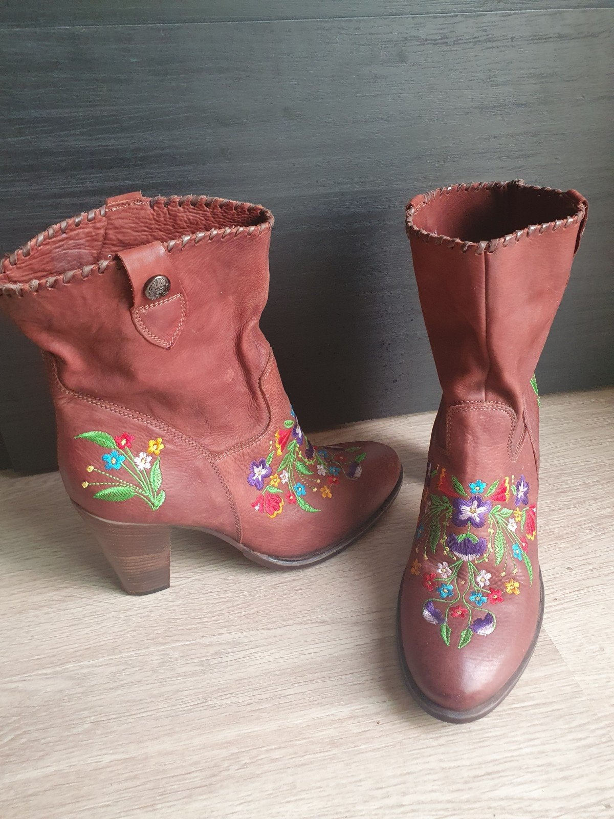 leren enkellaars FANTASY mt 41, Kleding | Dames, Schoenen, Ophalen of Verzenden, Zo goed als nieuw, Bruin