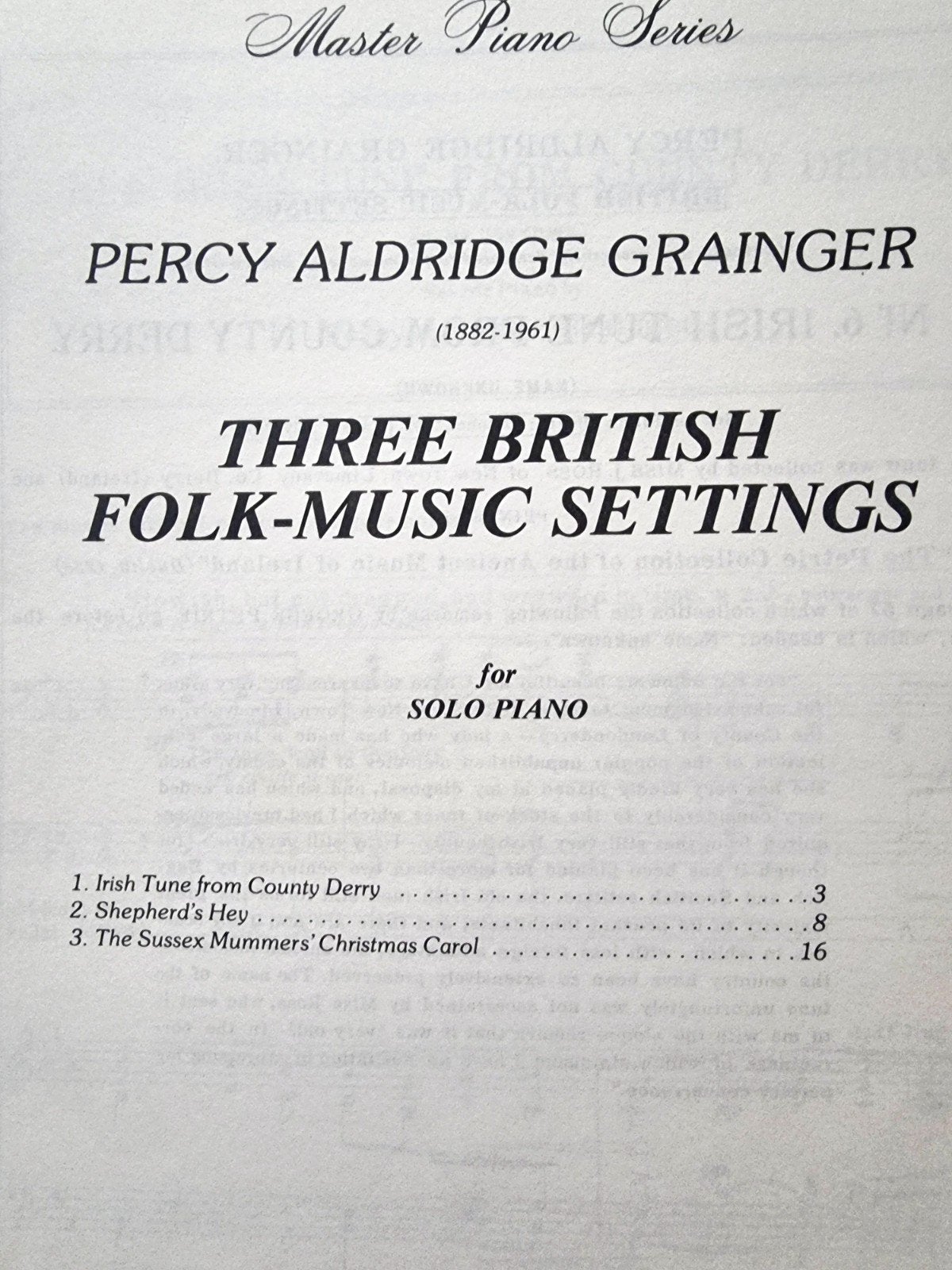 Percy Aldridge Grainger Three British FolkMusic Settings P66, Gebruikt, Klassiek, Ophalen of Verzenden, Artiest of Componist