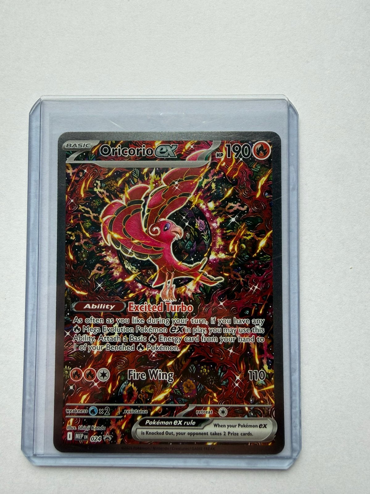 Oricorio ex(MEP024) Pokémon kaart, Ophalen of Verzenden, Zo goed als nieuw, Speelkaart(en)