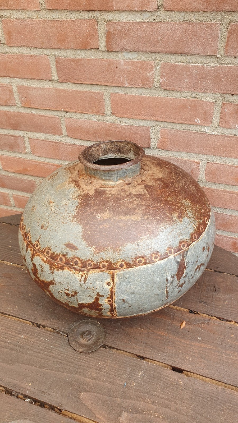 Decoratieve metalen waterpot uit India, Ophalen of Verzenden