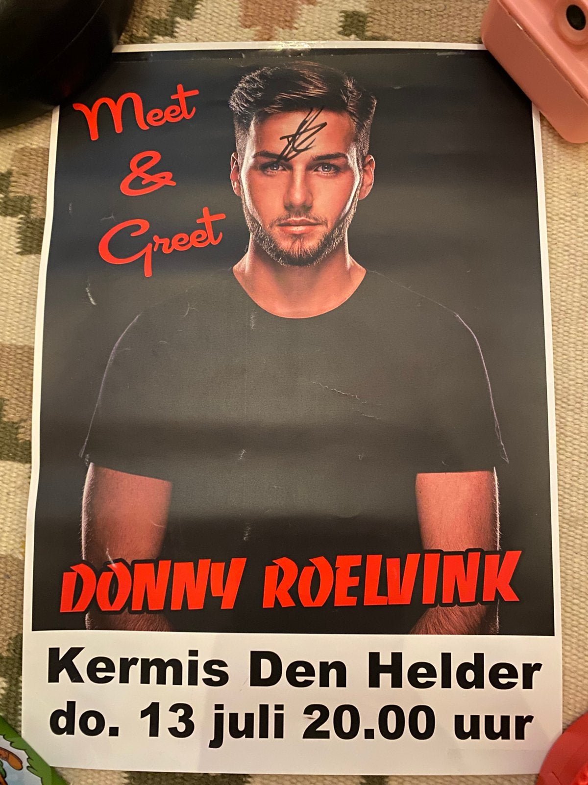 Donny Roelvink poster met handtekening, Ophalen of Verzenden, Gebruikt