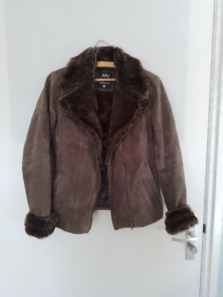 leren suede winterjas, Maat 38/40 (M), Bruin, Ophalen of Verzenden, Zo goed als nieuw