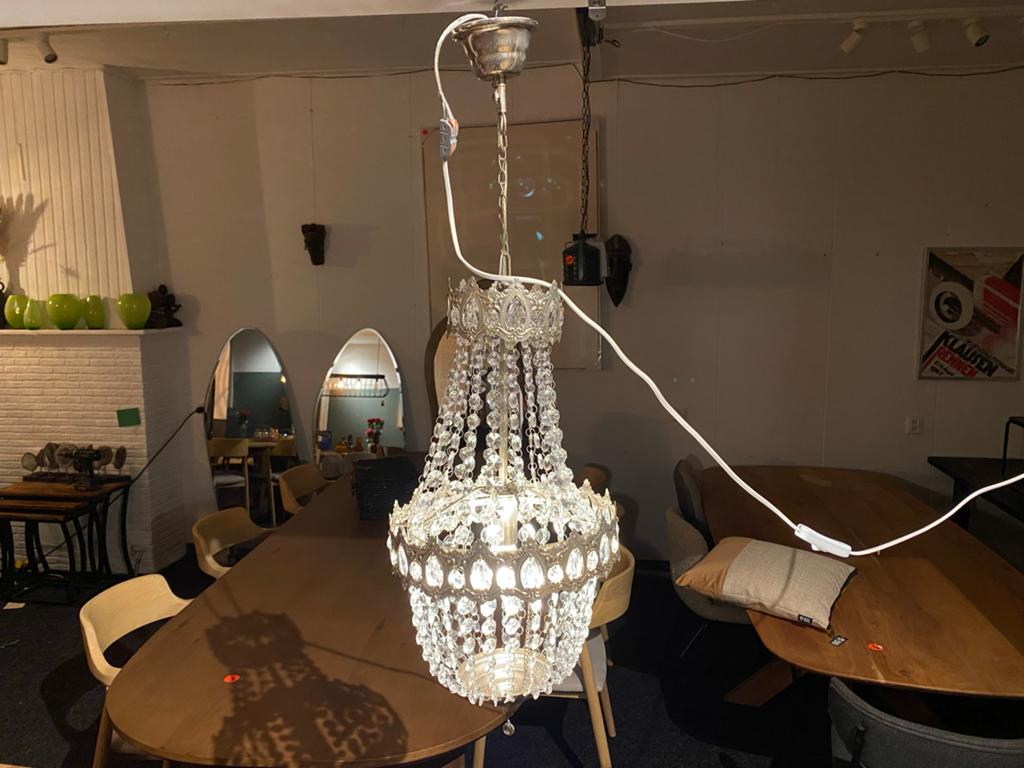 Elegante kristallen kroonluchter - 60 cm, Ophalen, Zo goed als nieuw, Glas