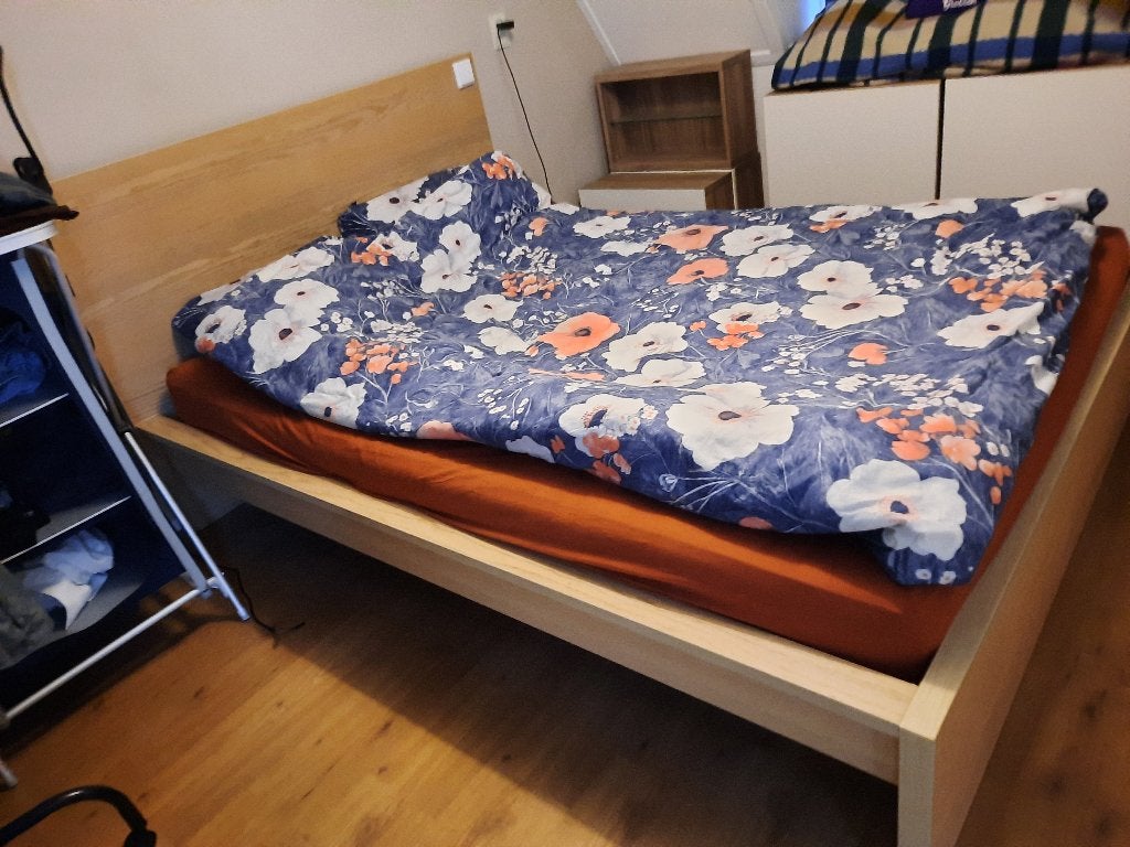 IKEA Malm bed tweepersoons 140x200 cm, Ophalen, Gebruikt, Bruin, Tweepersoons