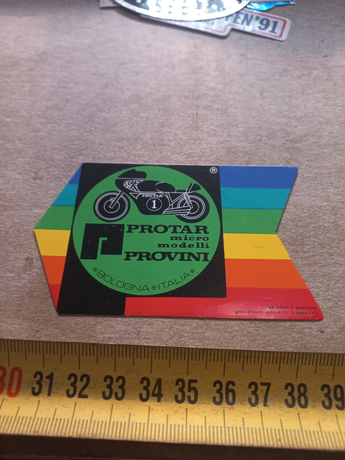 Vintage Protar Micro Modelli Provini Sticker Bologna Italia, Verzamelen, Ophalen of Verzenden, Gebruikt
