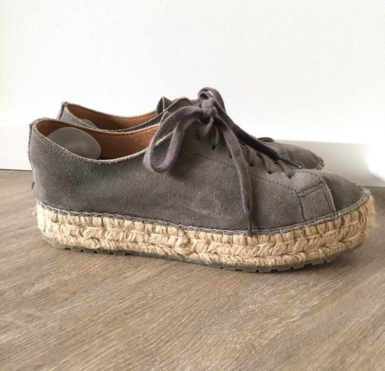 Shabbies Amsterdam suède espadrille sneakers maat 40, Ophalen of Verzenden, Zo goed als nieuw, Grijs, Espadrilles of Moccasins