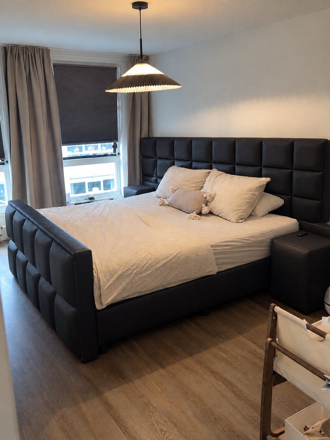 Luxe tweepersoonsbed met gestoffeerd hoofdbord, Ophalen, Overige materialen, Overige kleuren, Tweepersoons