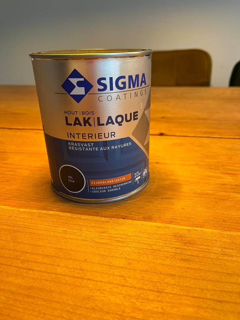 Nieuwe pot Sigma interieur verf ral 7016 (grijs), Ophalen, Nieuw, Lak, Grijs