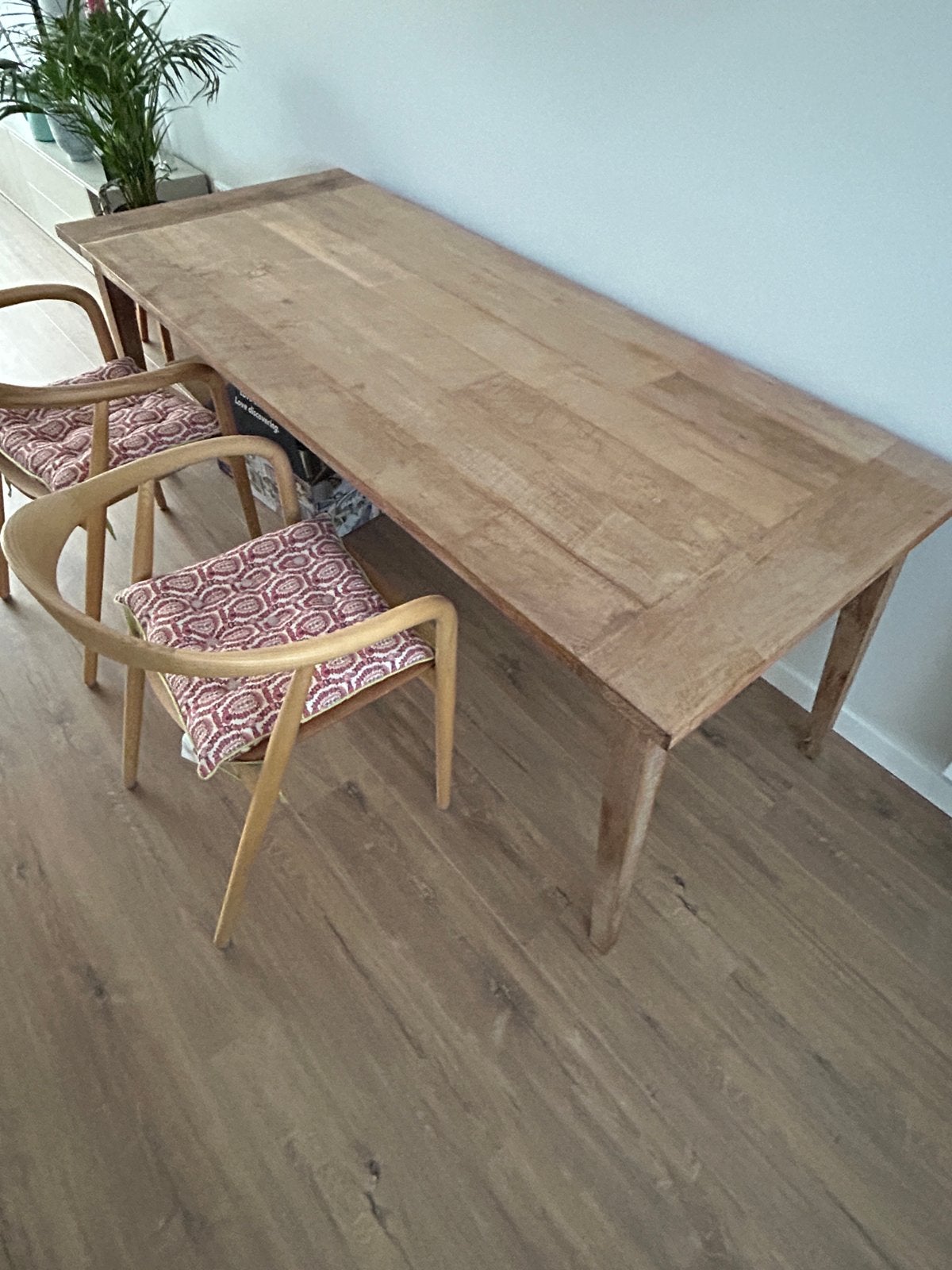 Teakhouten eettafel 200x85x75 cm, Huis en Inrichting, Ophalen, Gebruikt, Teakhout, 200 cm of meer