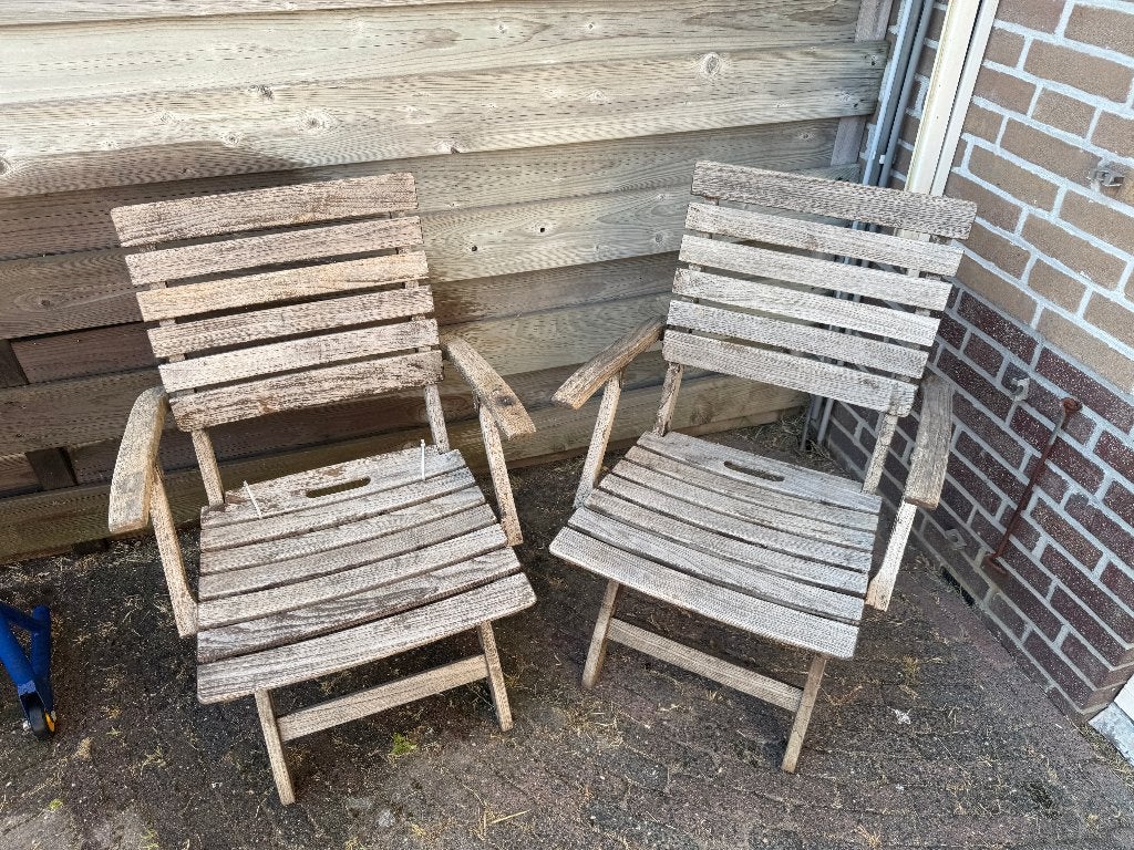 Gloster Teakhouten Tuinstoel - Gebruikt, Ophalen, Gebruikt, Teakhout, Inklapbaar