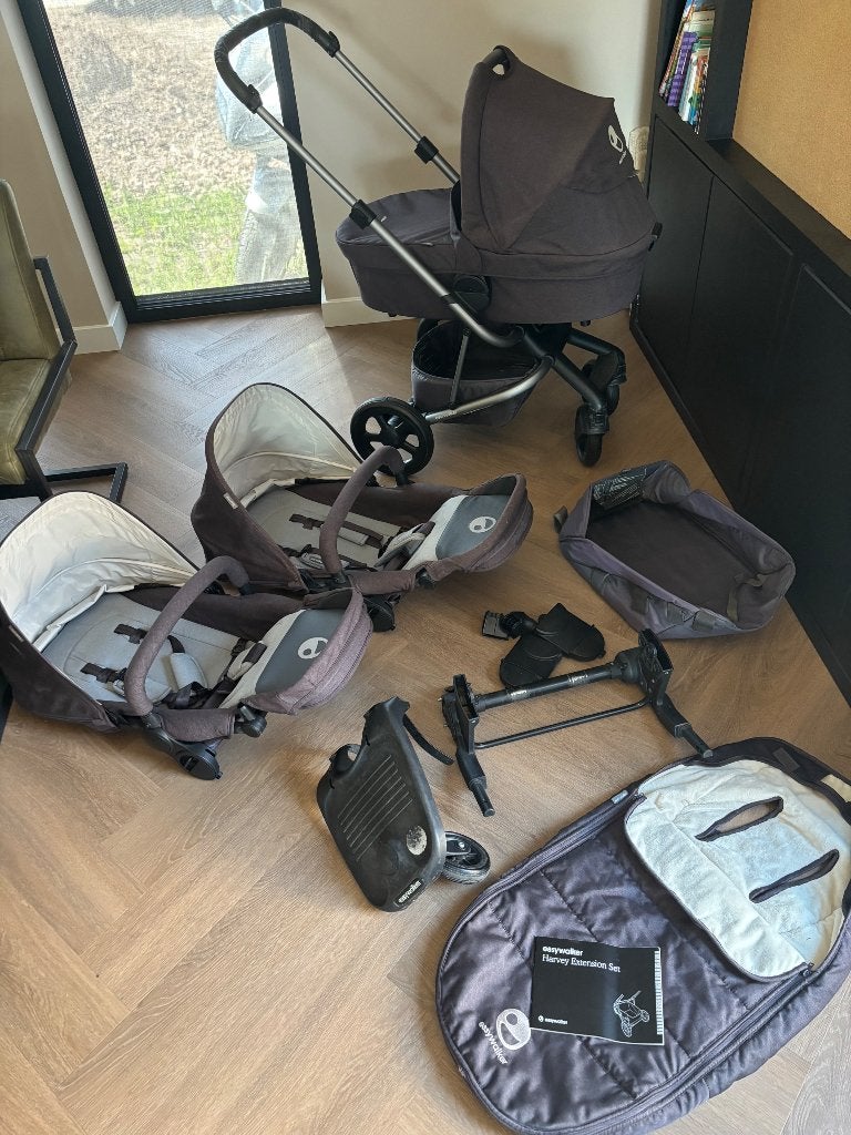 Easywalker Harvey duo kinderwagen, Kinderen en Baby's, Kinderwagens en Combinaties, Gebruikt, Verstelbare duwstang, Ophalen, Kinderwagen