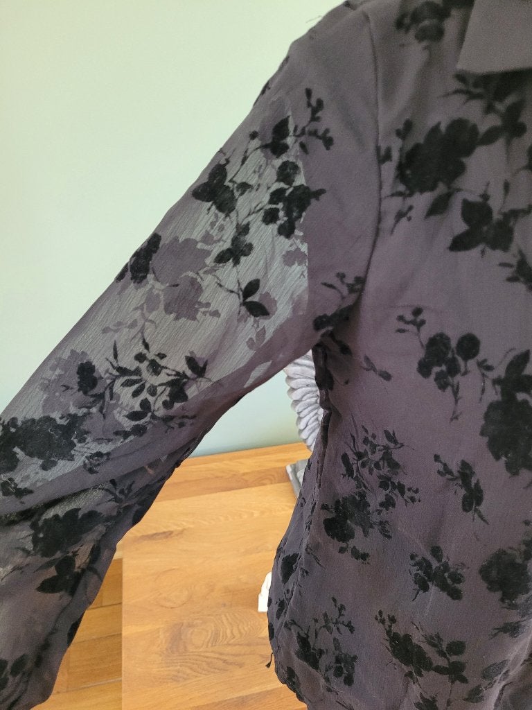 LILIE ROSE flock velvet print blouse bloes maat M Nieuw, Maat 38/40 (M), Zwart, Ophalen of Verzenden, LILIE ROSE