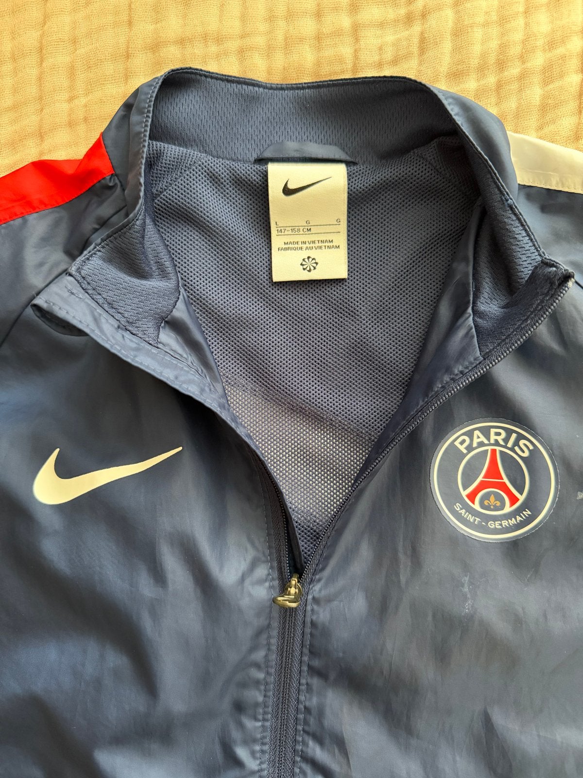 Nike Paris Saint-Germain Windrunner Jas - Maat 147-158, Ophalen, Blauw, Overige maten, Zo goed als nieuw