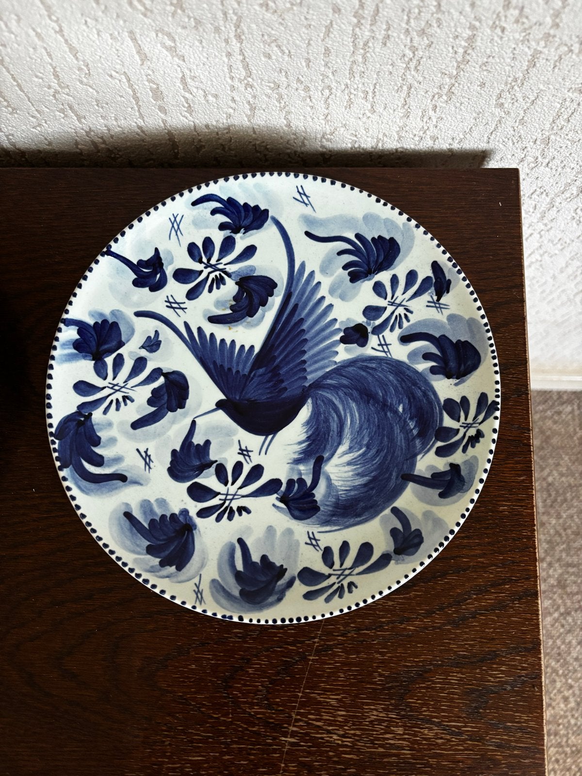 Handgeschilderd decoratief bord met vogelmotief, Ophalen of Verzenden