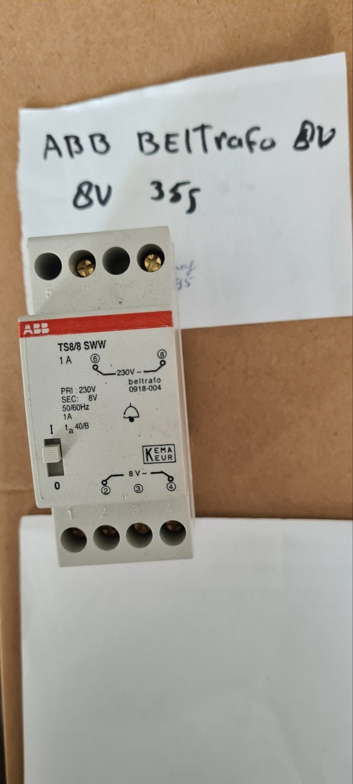 ABB Beltrafo 8V  TS8/8 SWW 1A, Ophalen of Verzenden, Overige typen