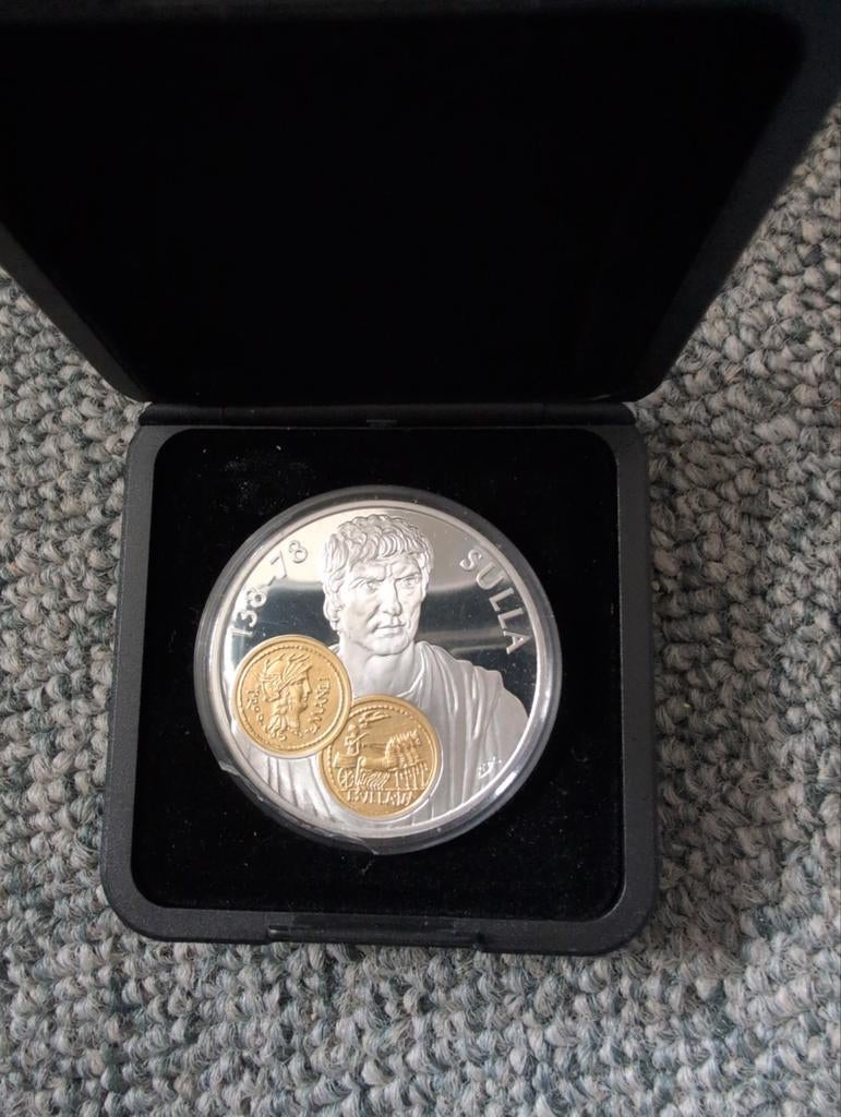 Zilveren en gouden 10 gulden Handelsmunt 1 oz Sulla, Ophalen of Verzenden, Koningin Wilhelmina, Losse munt, Zilver