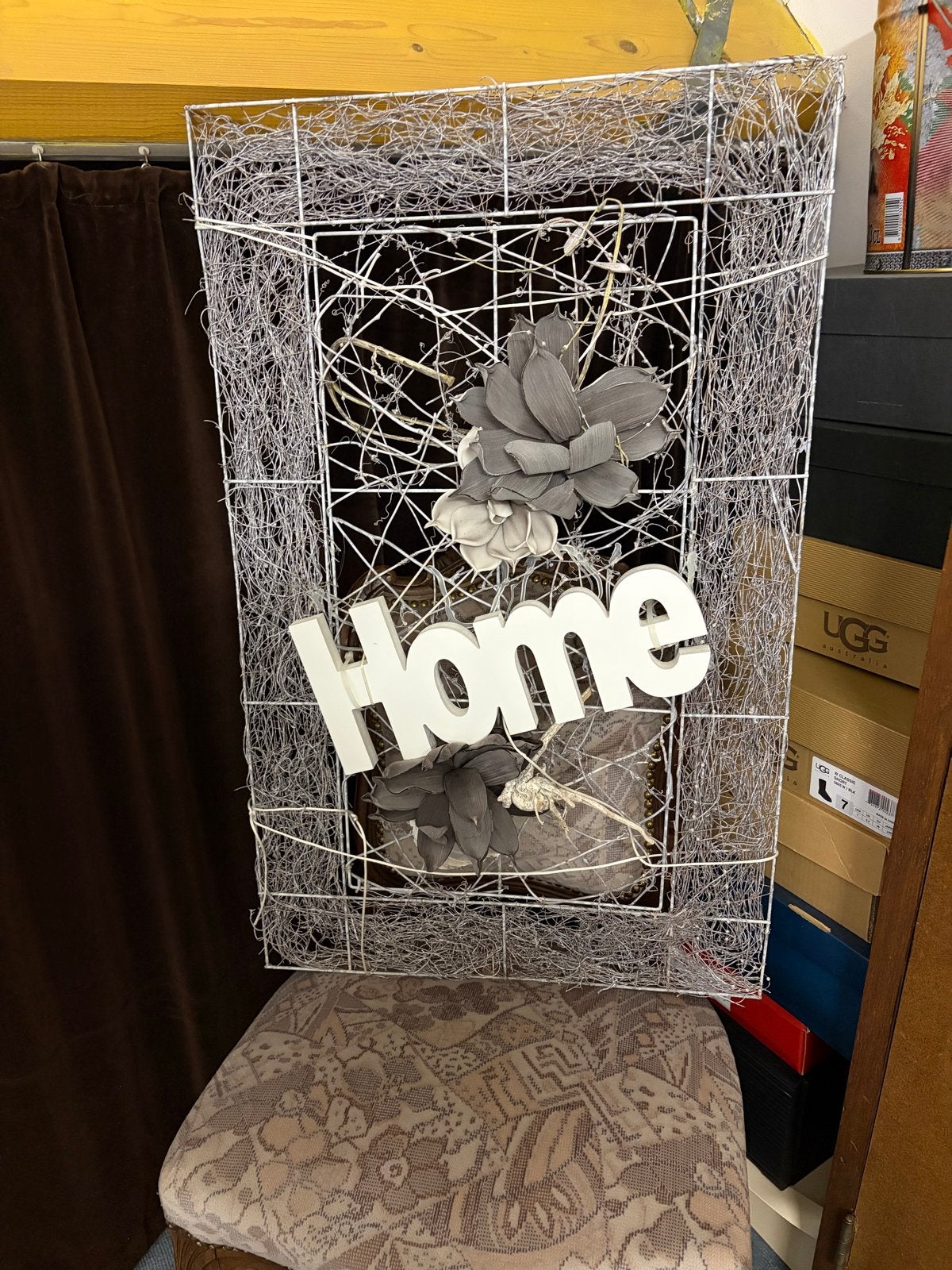 Decoratief 'Home' wandornament - Grijs/Wit, Ophalen, Zo goed als nieuw, Grijs, Metaal