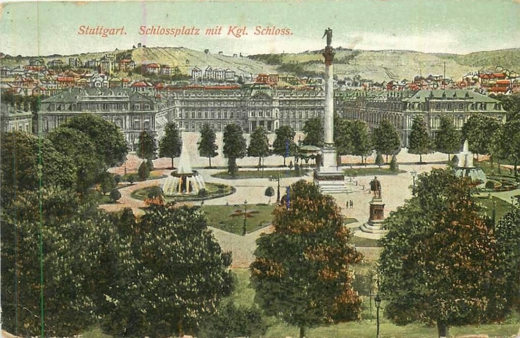 381-443-037 Stuttgart Schlossplatz mit Kgl. Schloss, Verzenden, Voor 1920, Duitsland