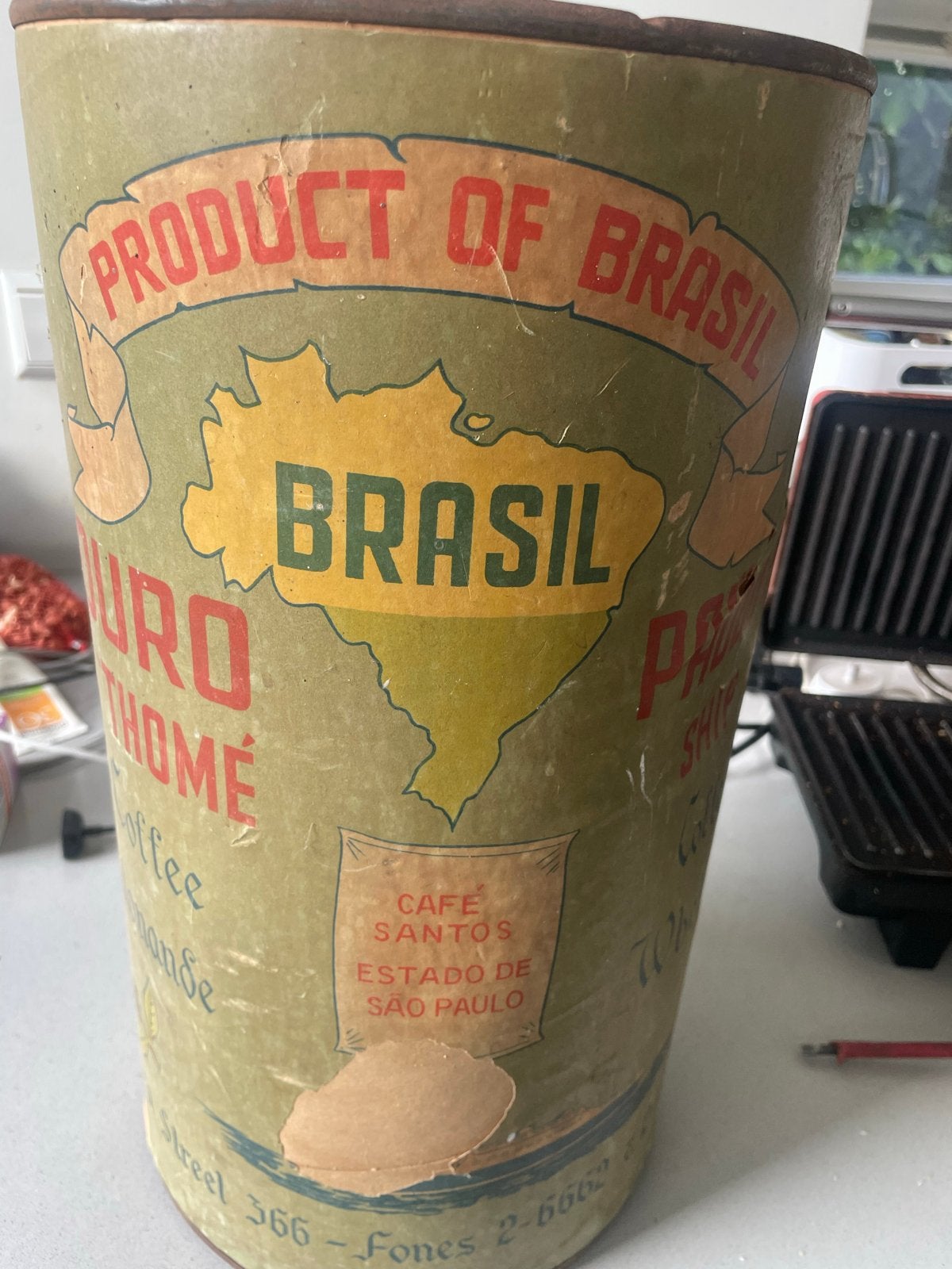 Antieke Braziliaanse Koffieblik - Café Tesouro Fernandes, Ophalen