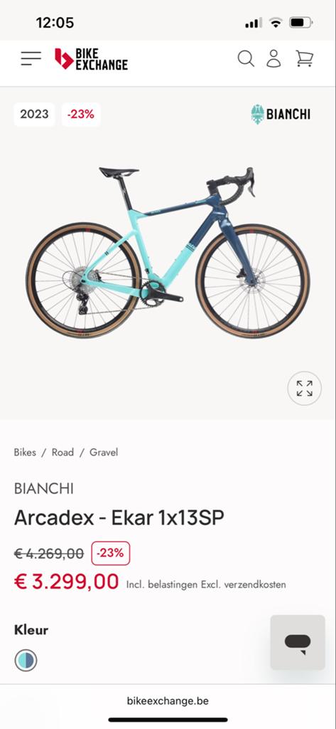 Bianchie arcadex ekar 2023, Overige merken, Carbon, 10 tot 15 versnellingen, Heren