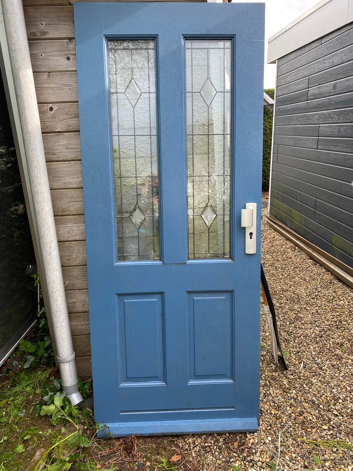 Blauwe, hardhouten voordeur, Ophalen, Gebruikt, 80 tot 100 cm, Buitendeur